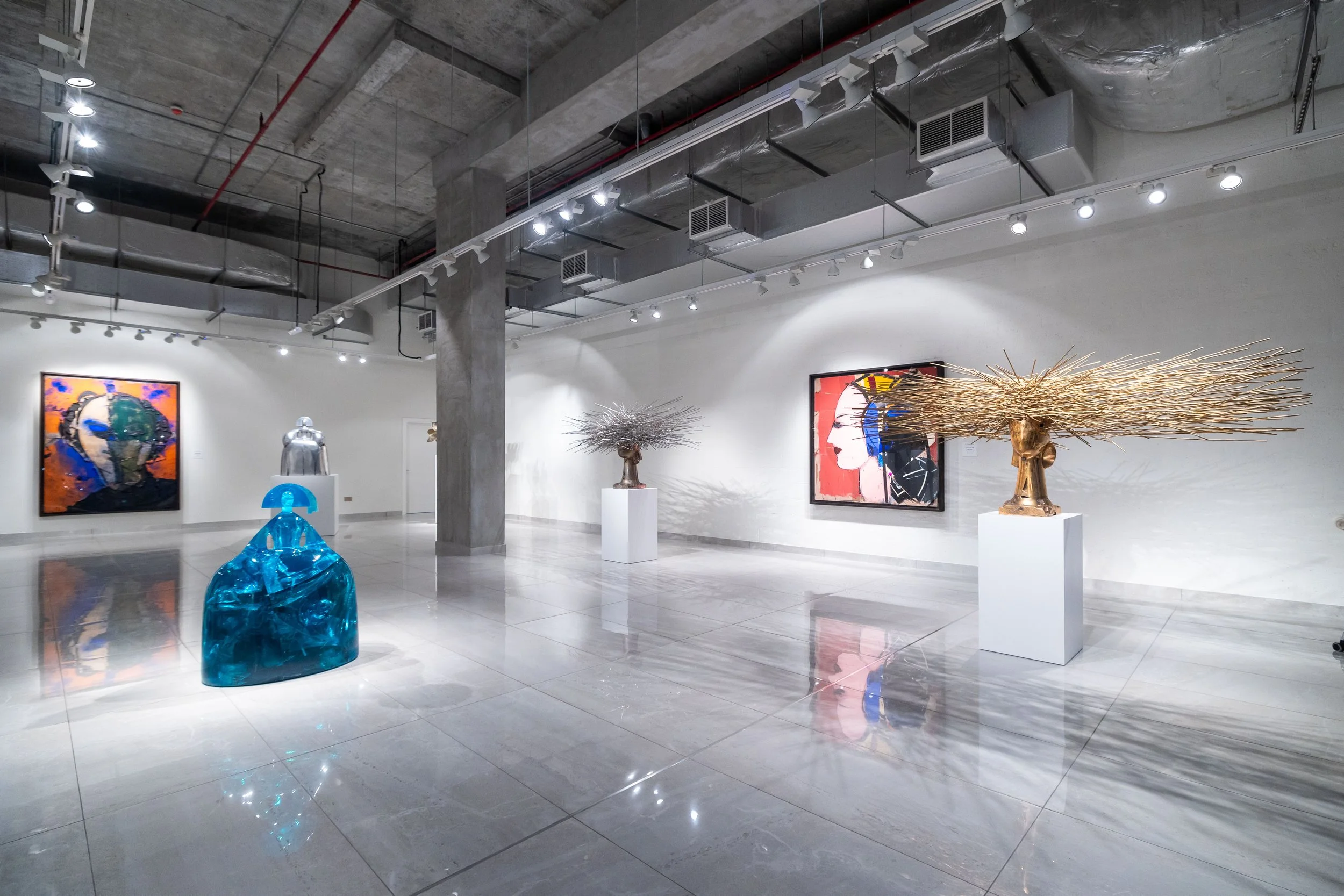Exhibition space featuring works by Manolo Valdés curated by Mohamad Ali Makouk at Anima Gallery