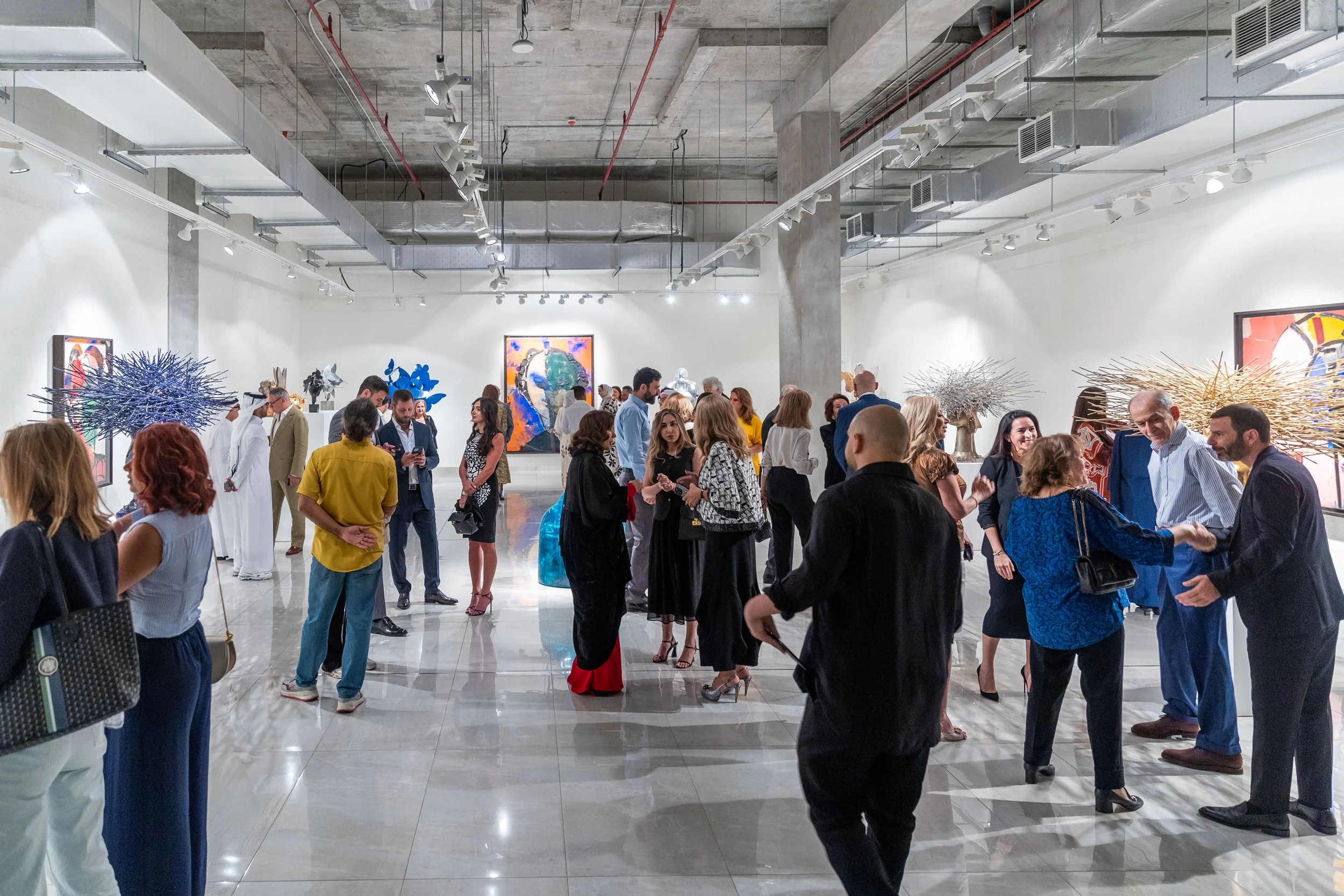 Visitors at Manolo Valdés exhibition curated by Mohamad Ali Makouk at Anima Gallery
