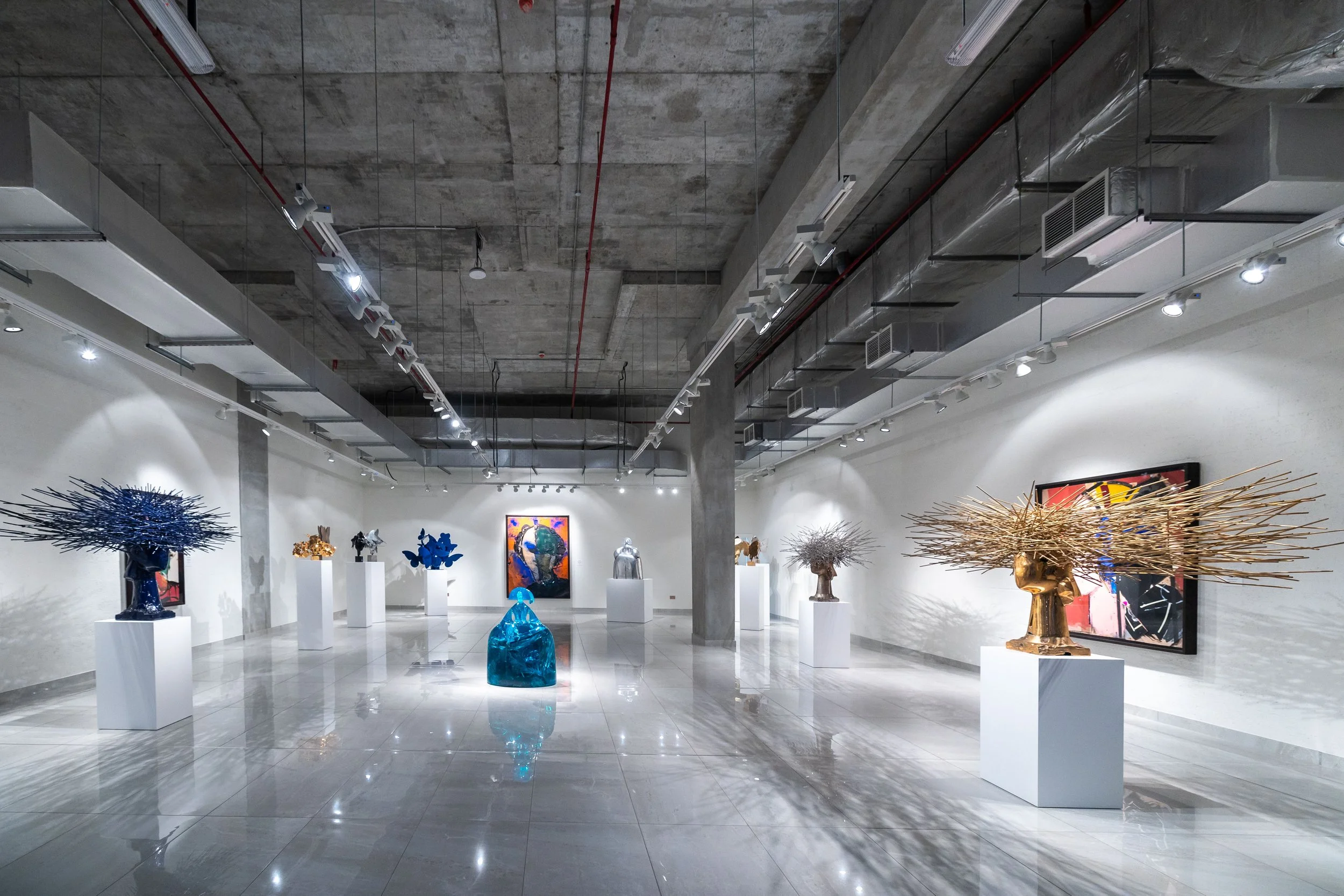 Painting and sculpture displayed in Manolo Valdés exhibition curated by Mohamad Ali Makouk at Anima Gallery