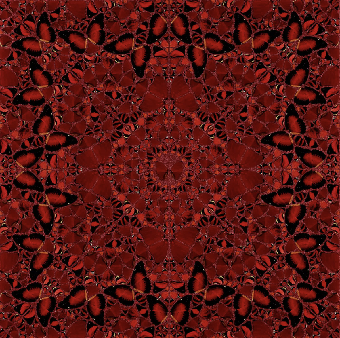 Butterfly artwork by Damien Hirst installed at St. Regis Marsa Arabia Private Island, Doha as part of the curated art program by Core Art Strategies.