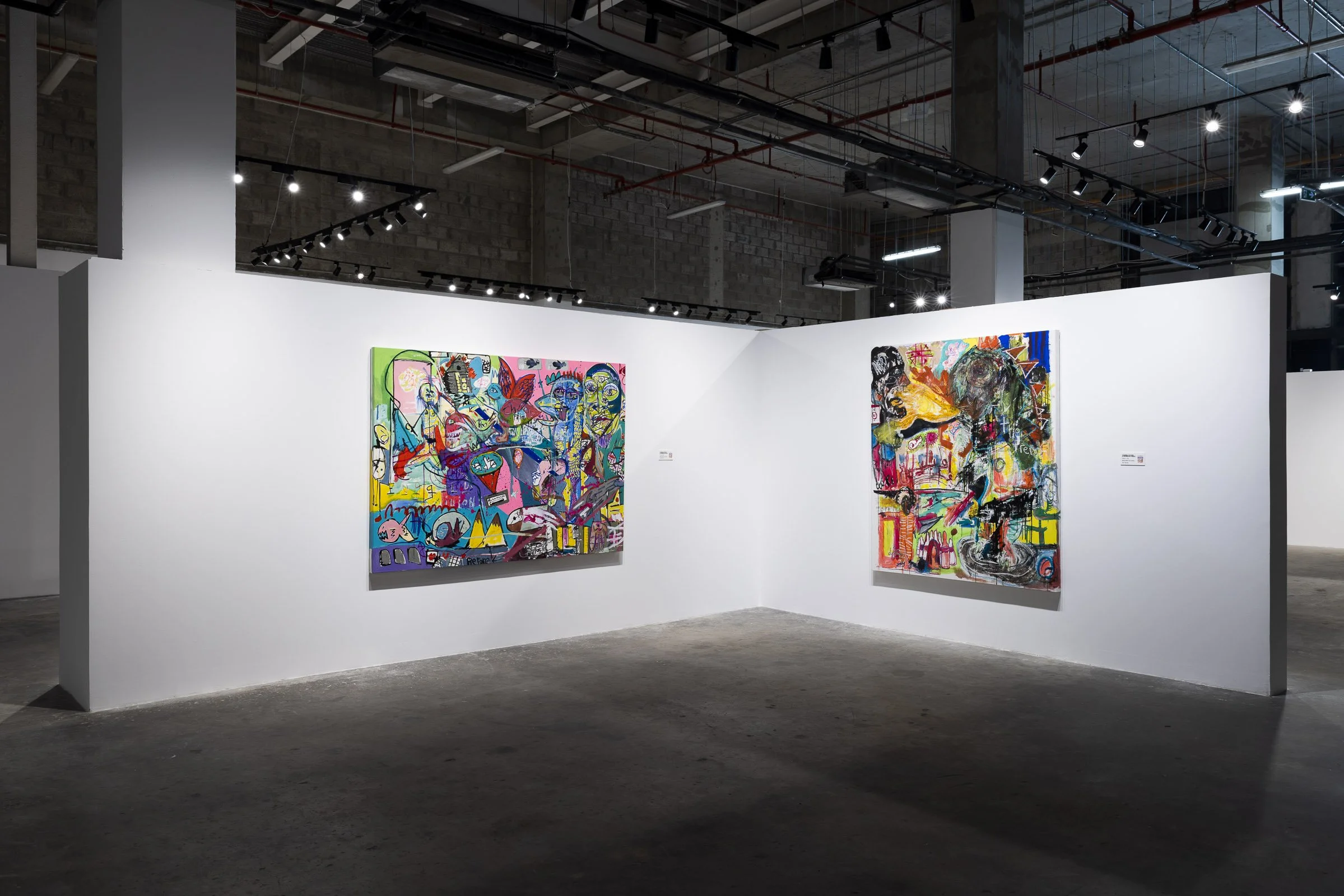 Eruption exhibition featuring works curated by Mohamad Ali Makouk for Core Art Strategies art consultancy paintings. 