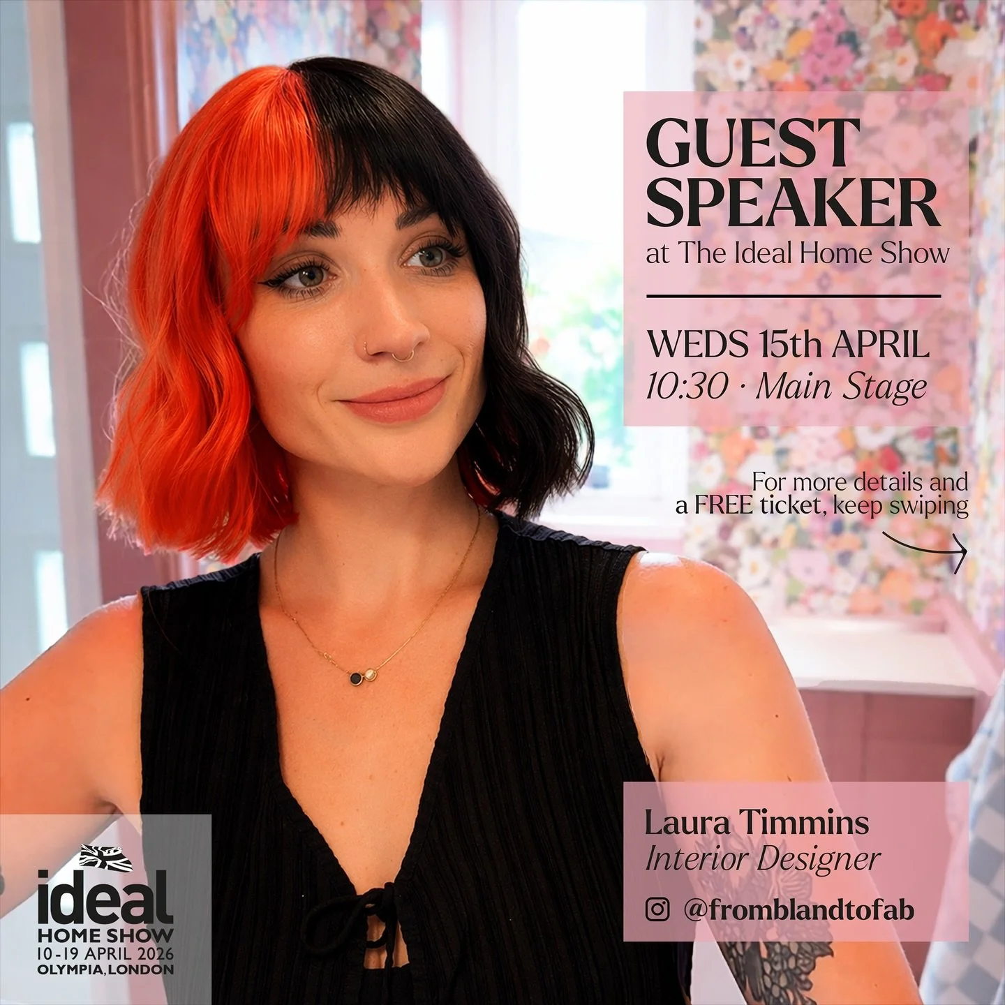 I&rsquo;ve kept this secret for far too long, but this Wednesday morning - I&rsquo;m going to be a guest speaker at The Ideal Home Show in London!

Myself, @deirdremcgettrick and @renovatingfoxcottage will be chatting all things bathrooms on the main