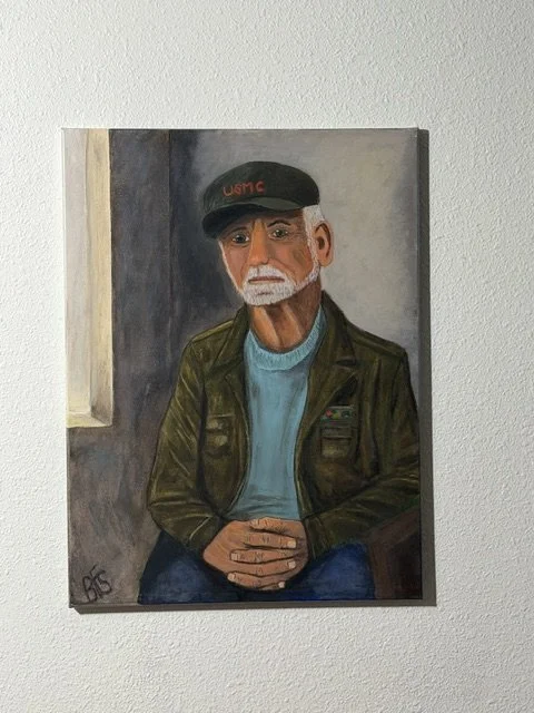Quiet Valor 18 x 24 original oil painting by Bonnie Seide displayed on a wall