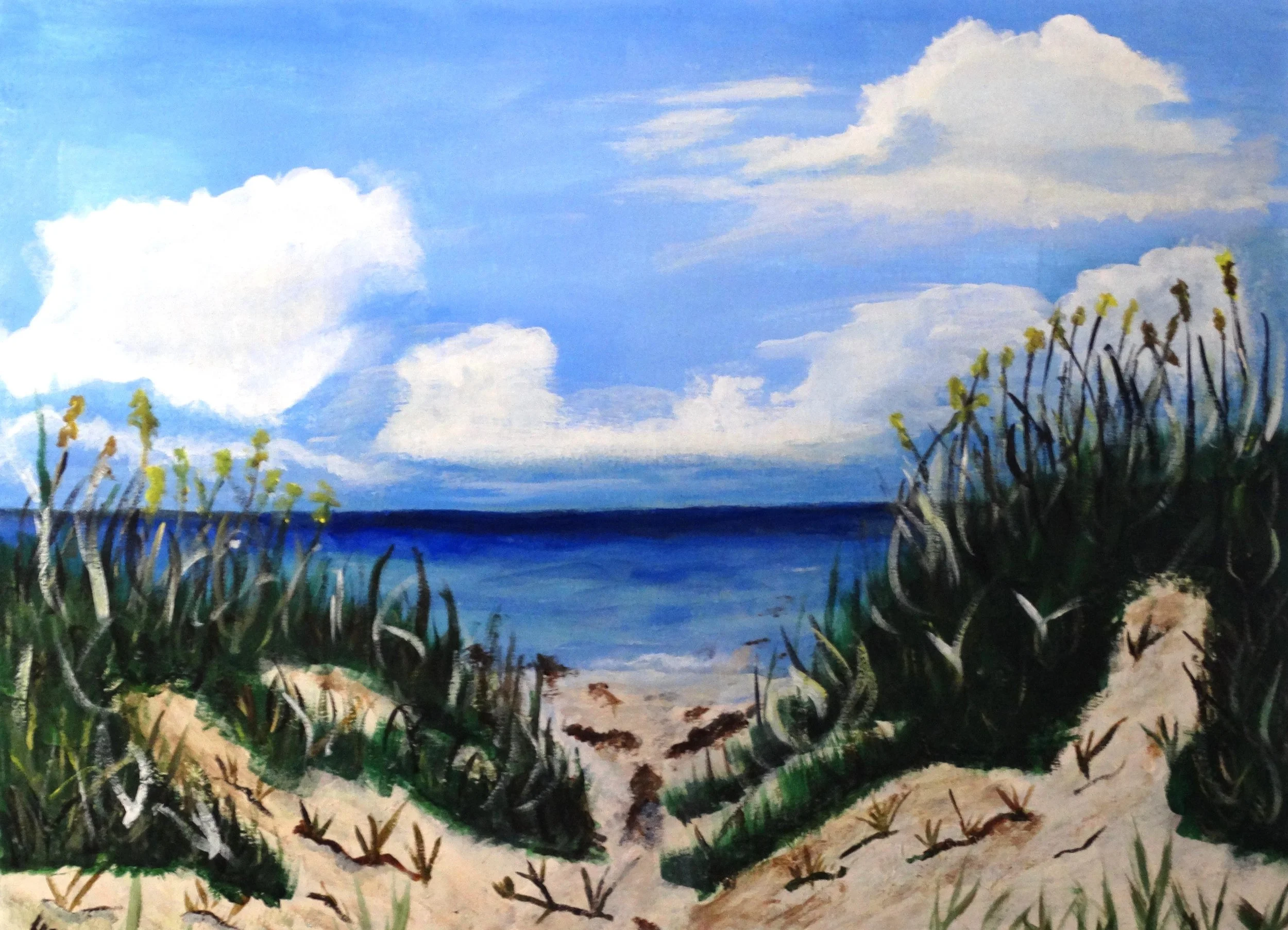 Beyond the Sea Oats original acrylic coastal painting by Bonnie Seide