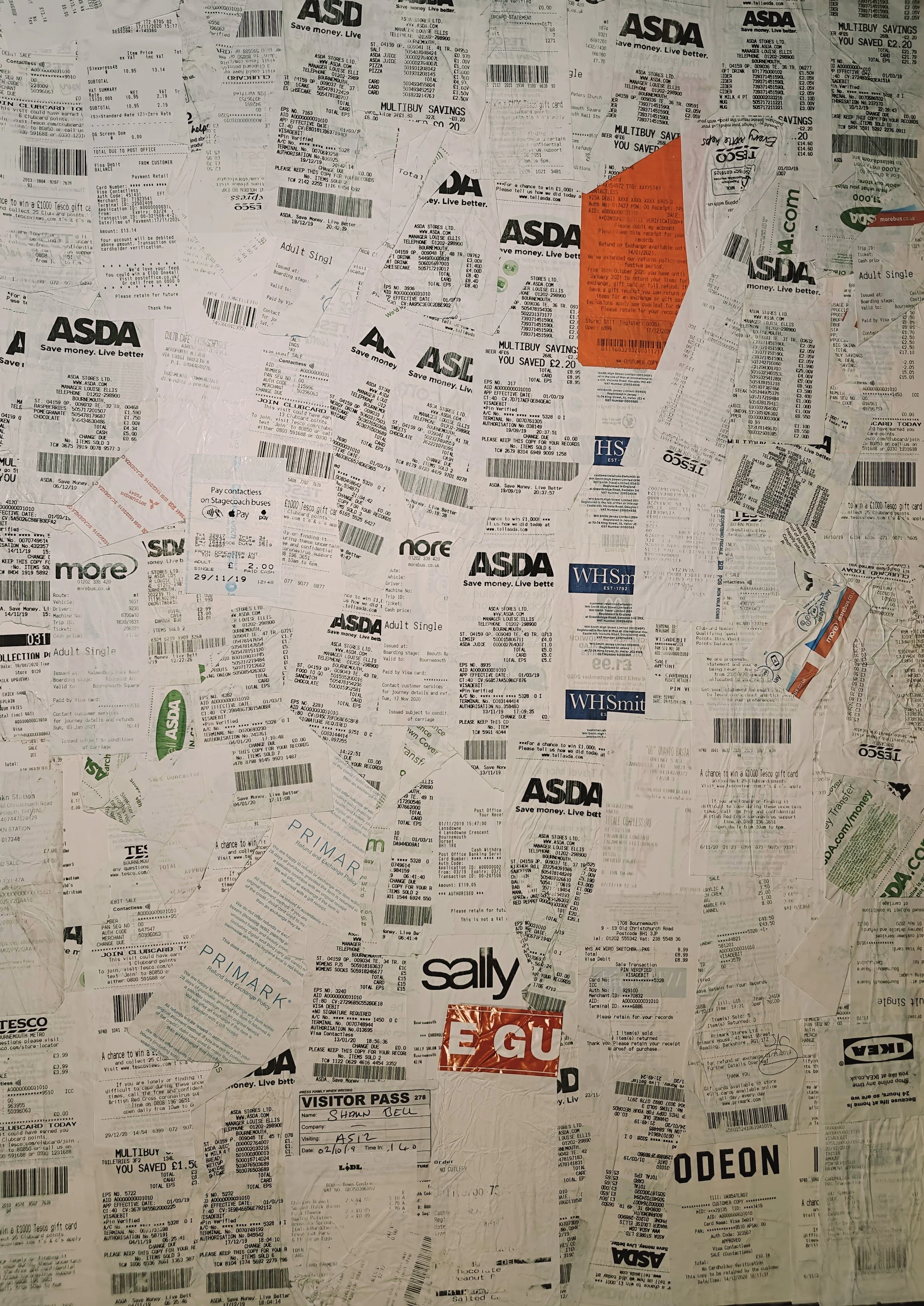 Shaun Bell - Collaged Receipts