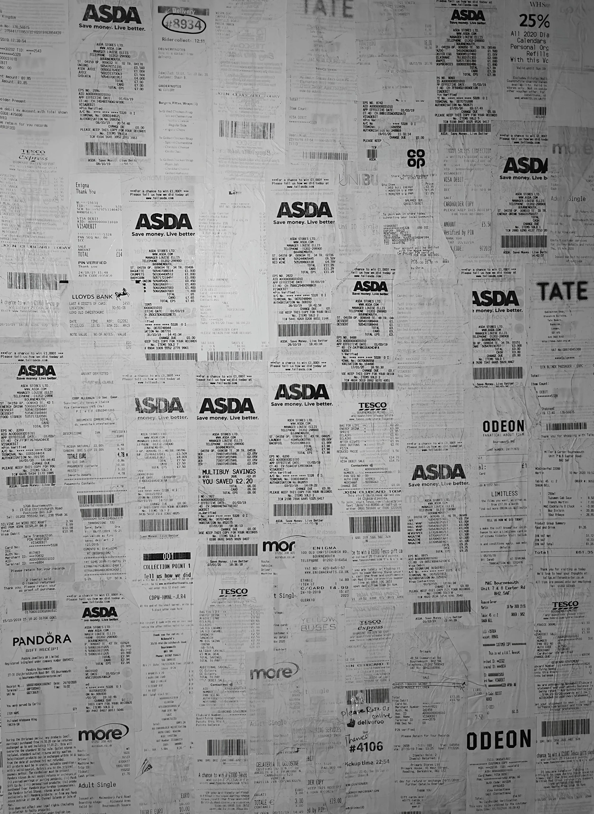 Shaun Bell - Collaged Receipts