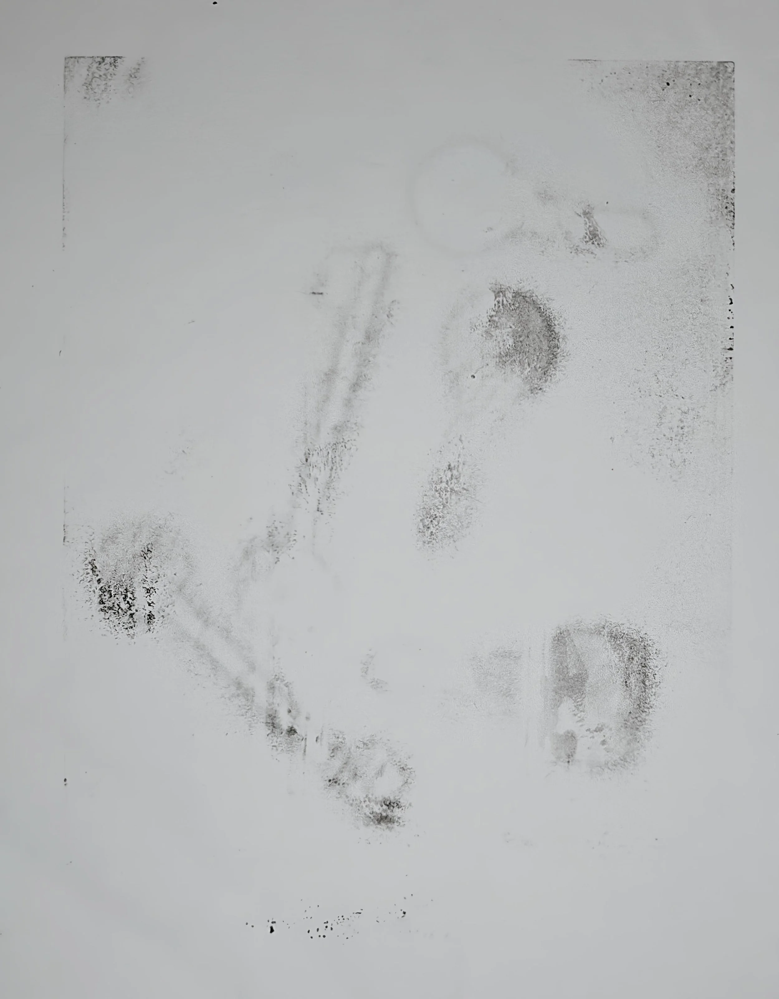 Artwork by Shaun Bell featuring a black and white faded print of overlapping keys.