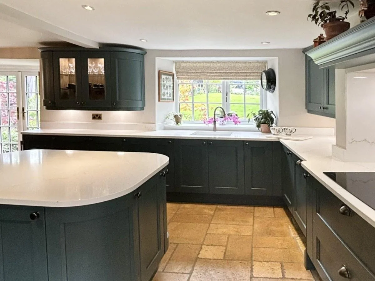 Dark Green Shaker Kitchen in Long Buckby