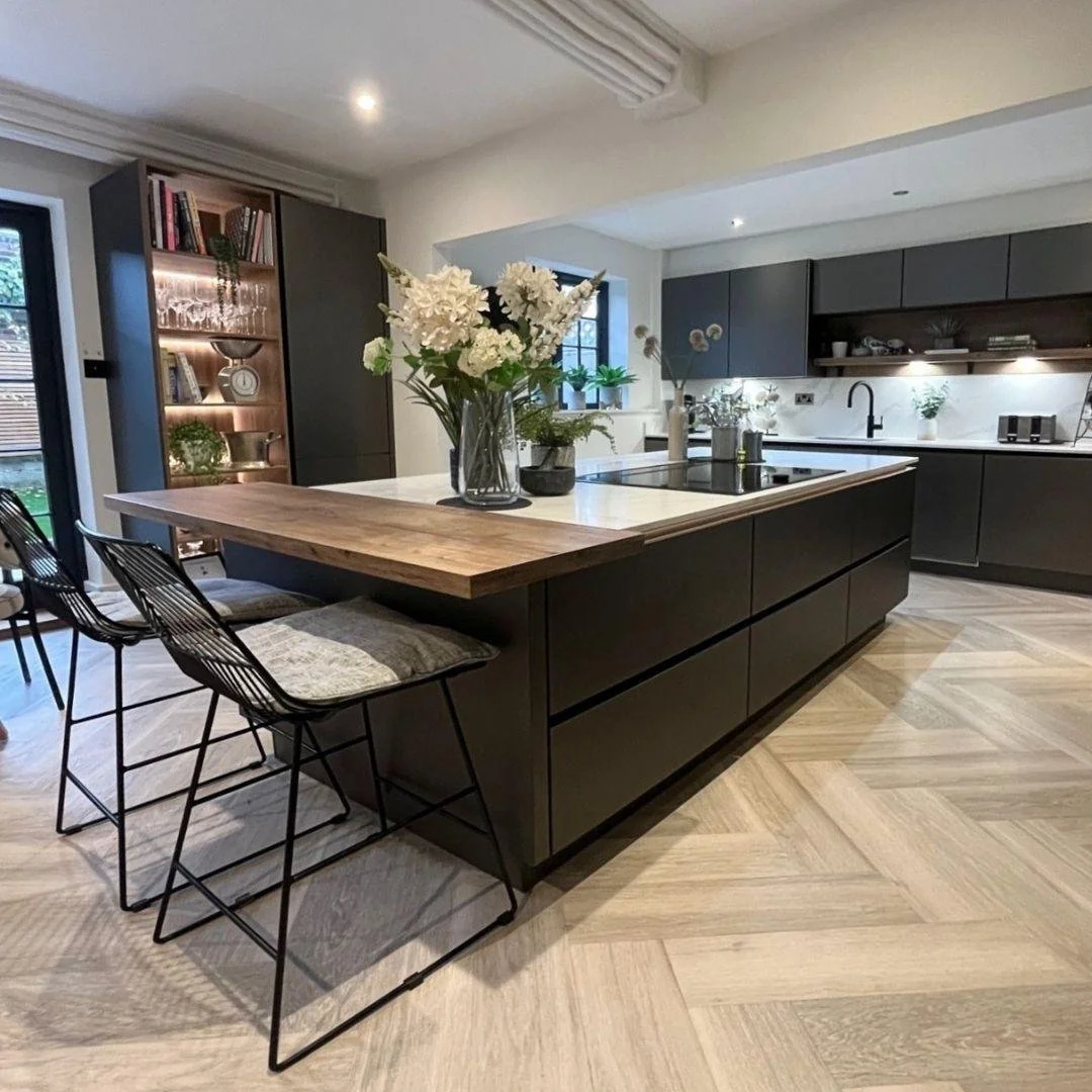 Dark Grey Handleless Kitchen