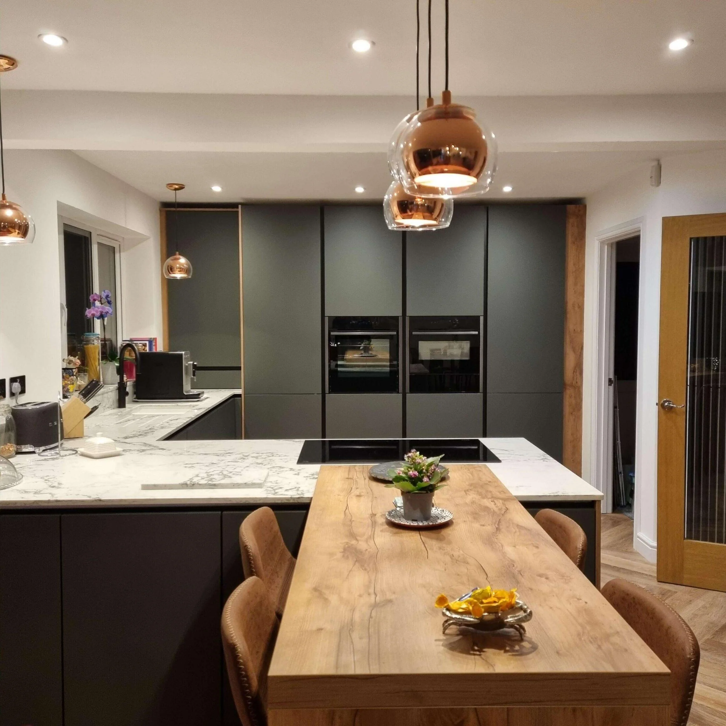 Green Handleless Kitchen in Newton