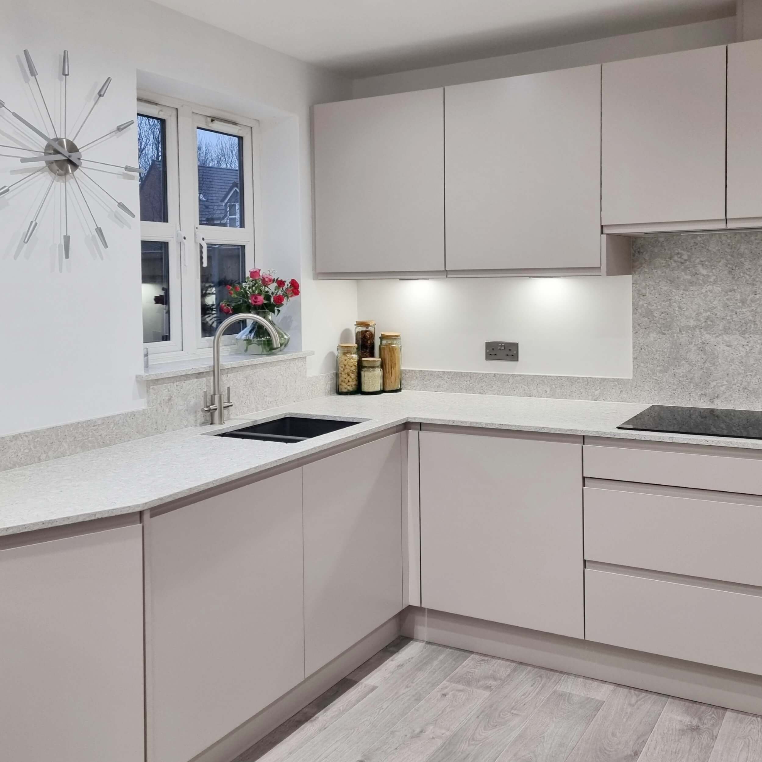 Light Neutral Handleless Kitchen in Eastlands