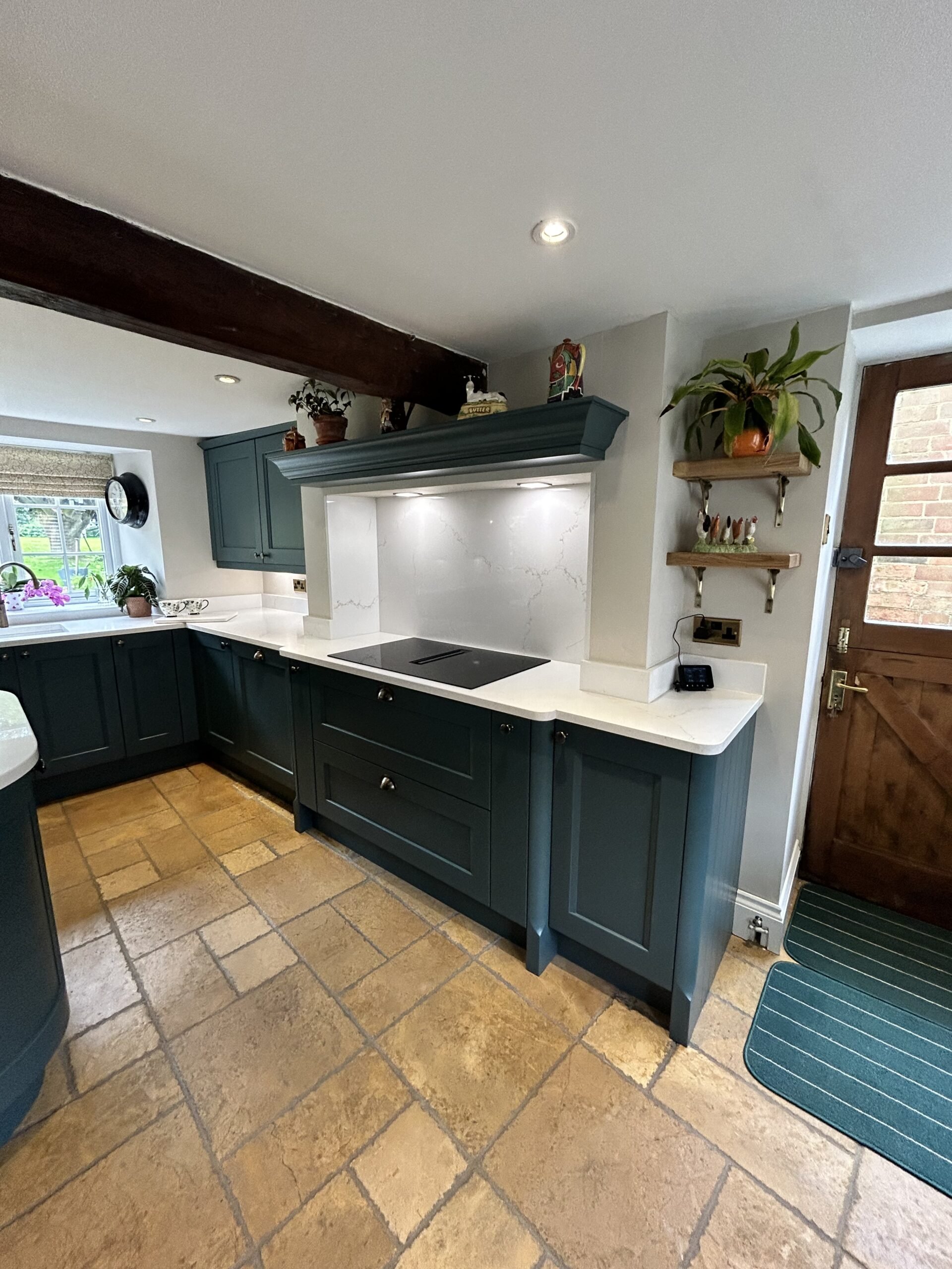 Dark Green Shaker Kitchen in Long Buckby