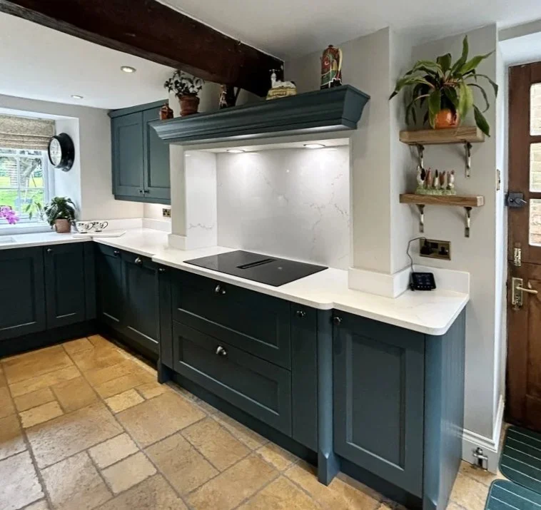 Dark Green Shaker Kitchen in Long Buckby