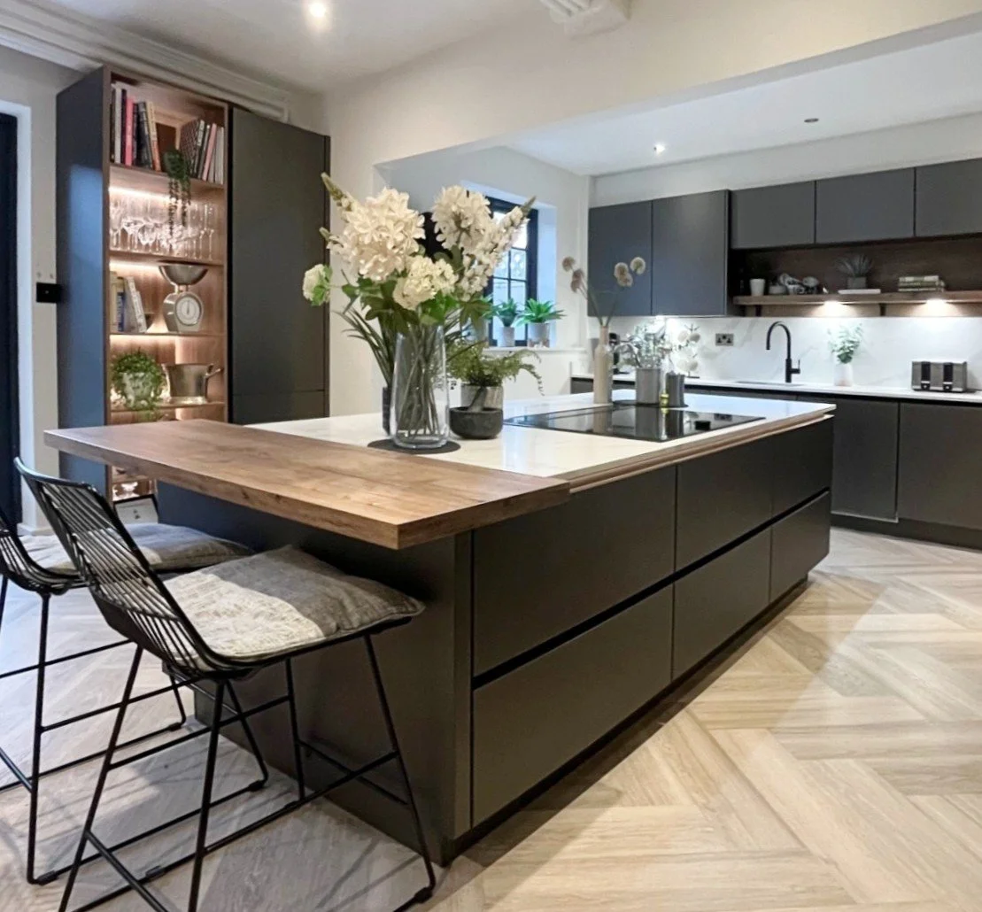 Dark Grey Handleless Kitchen
