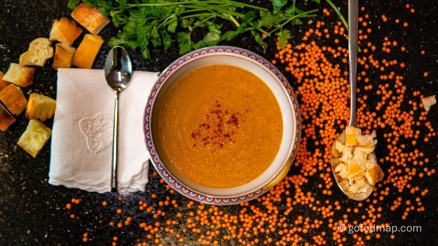 Low FODMAP linzensoep