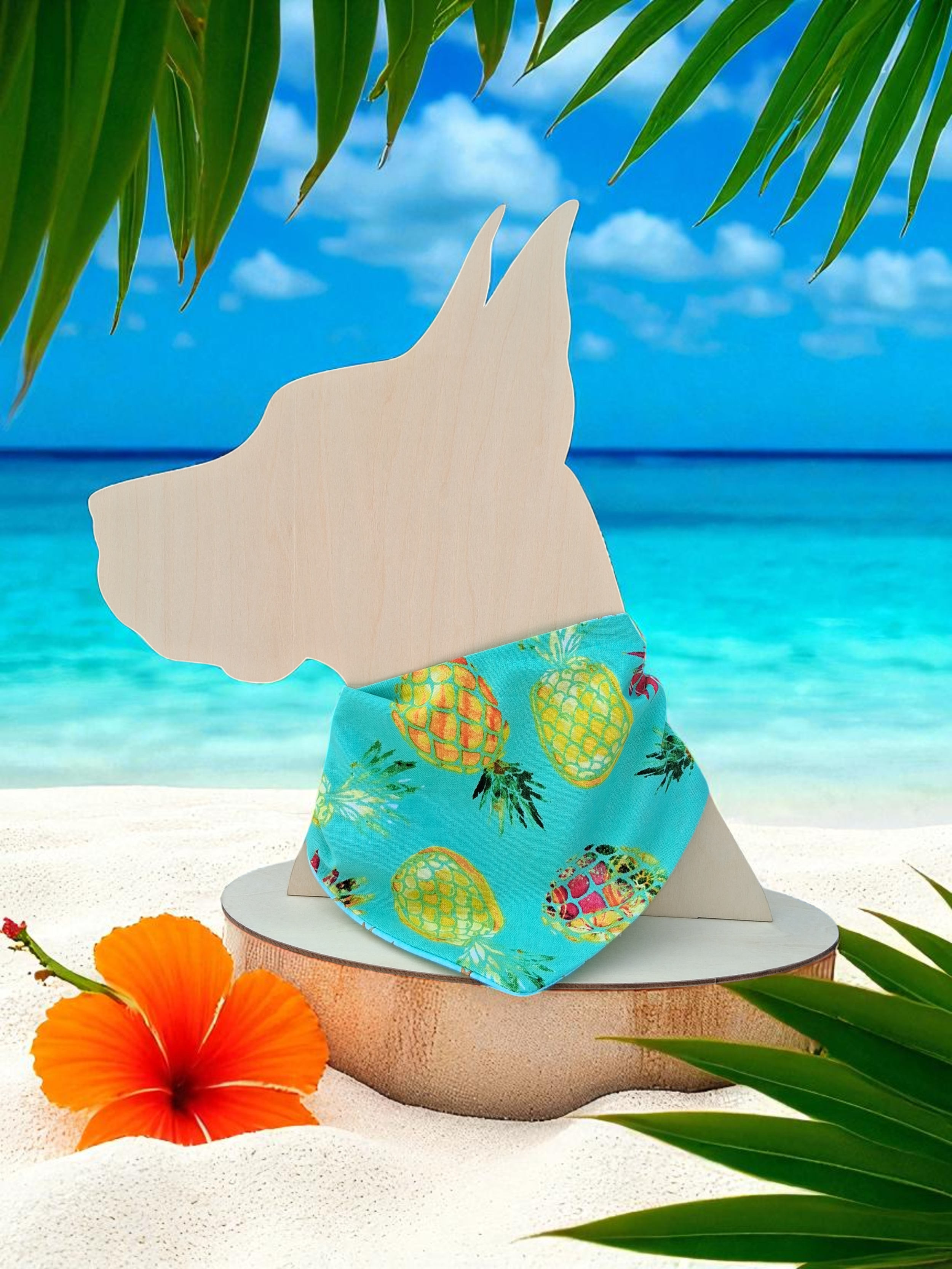 Pineapples & Stars Reversible Tie On Bandana