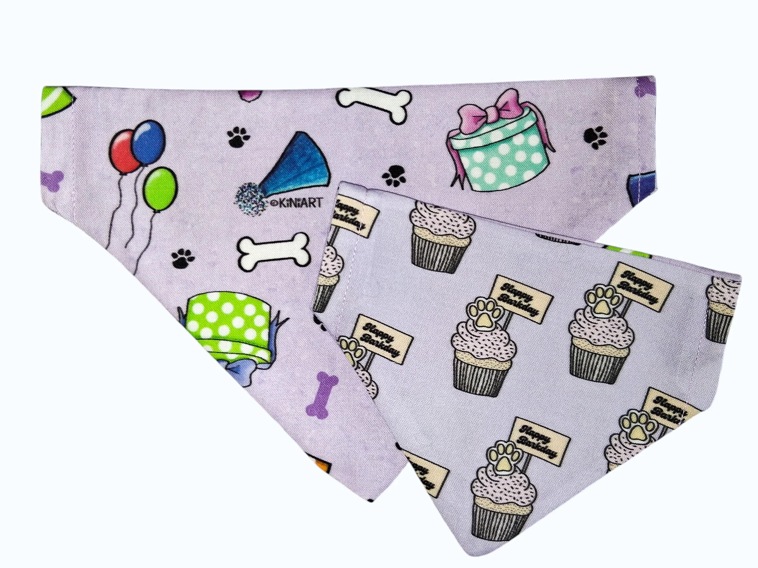 Purple Happy Barkday & Party Reversible Over The Collar Bandana