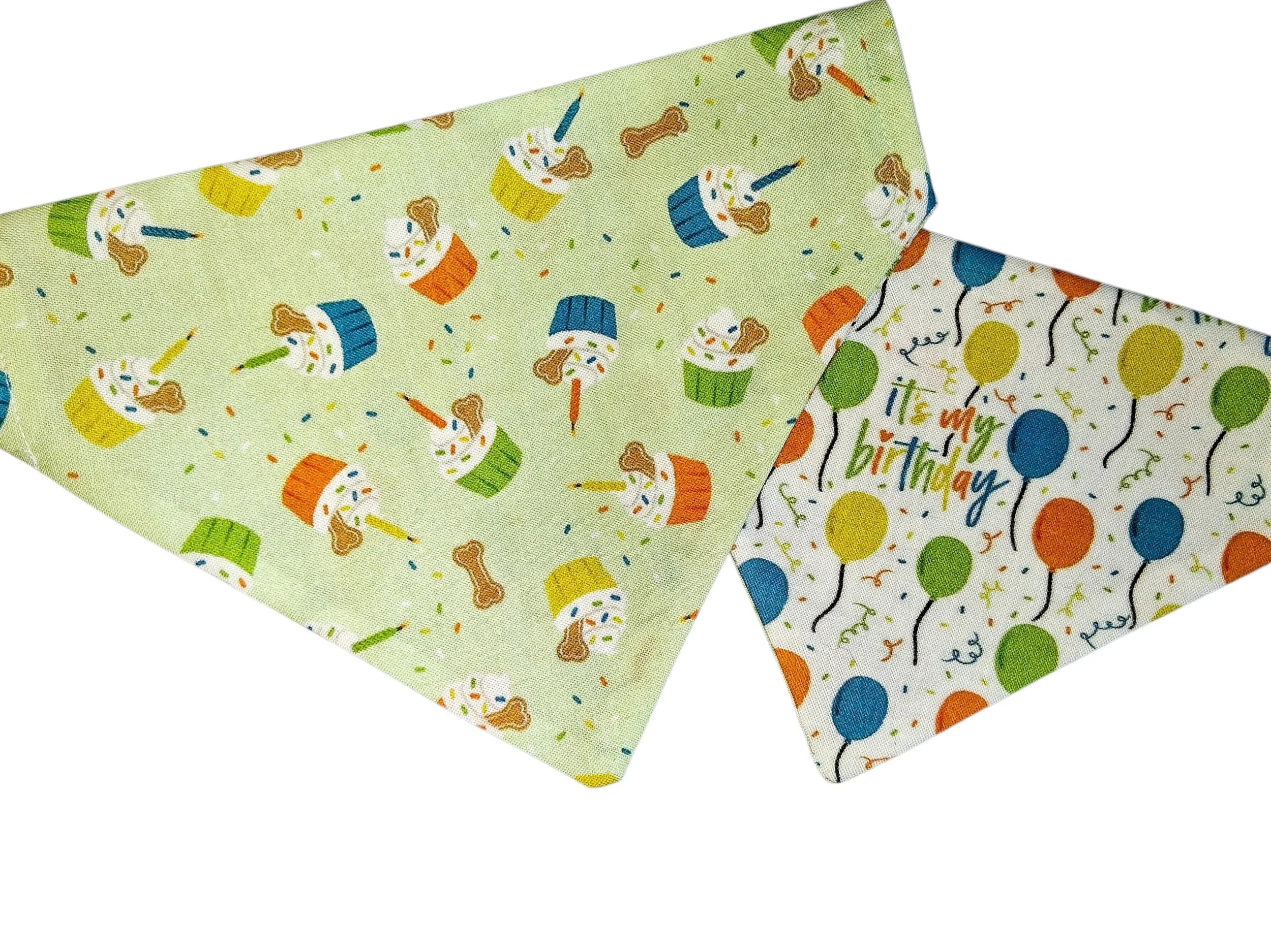 It's My Birthday & Cupcakes Rerversible Over The Collar Bandana