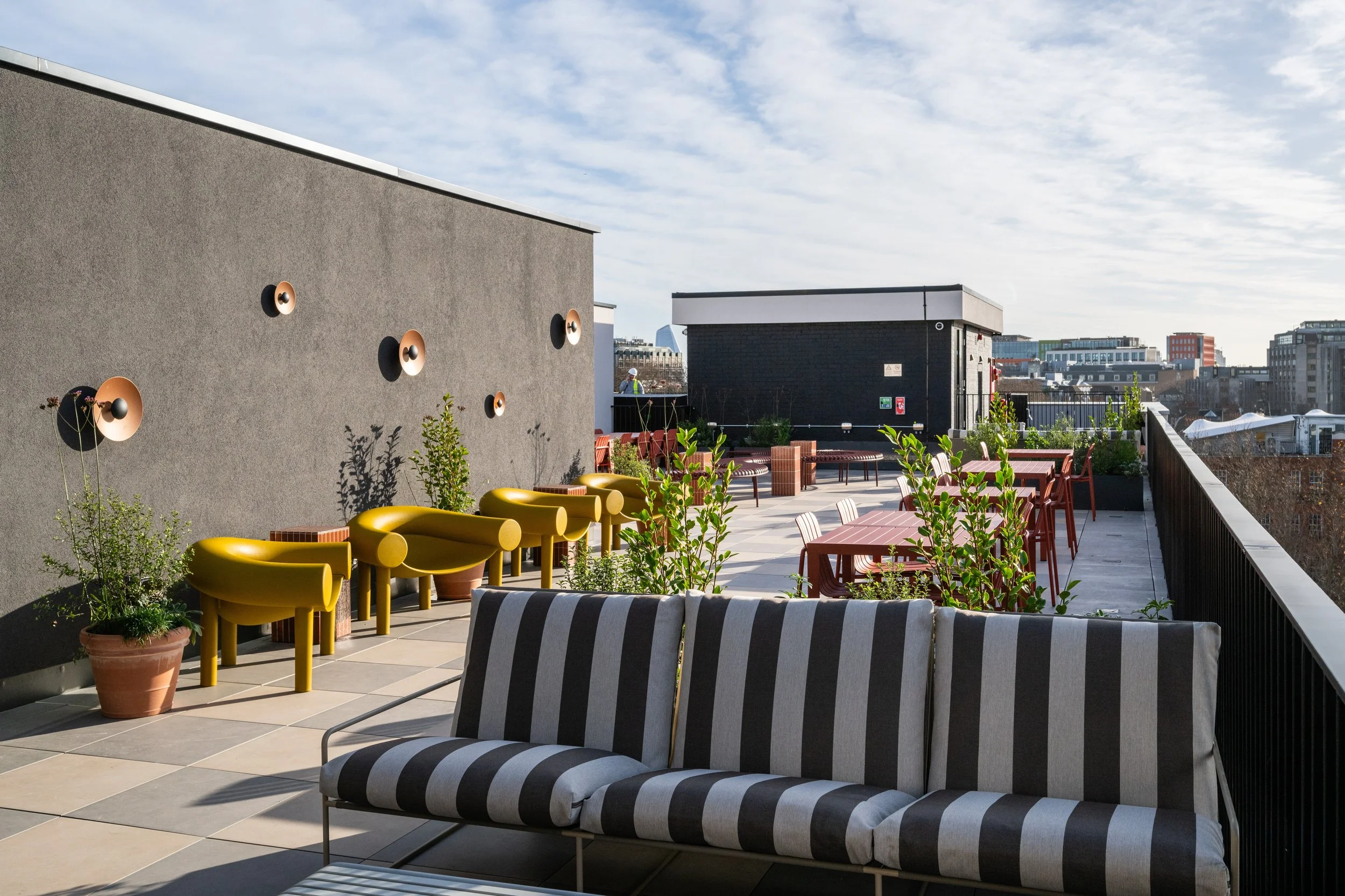 Alfred Place roof terrace lounge, designed by Ellipse