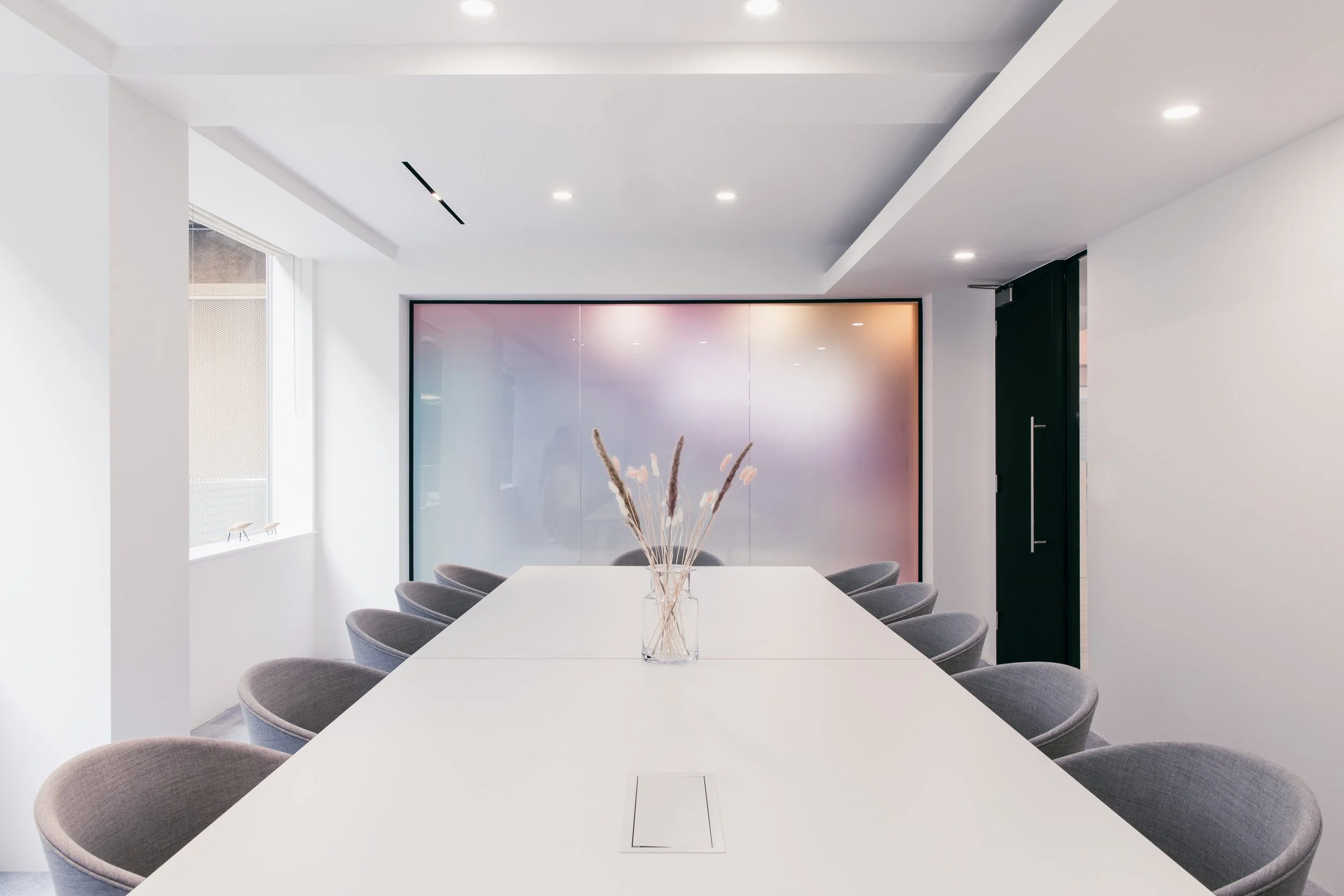 Meeting room with gradient glass screen, designed by Ellipse
