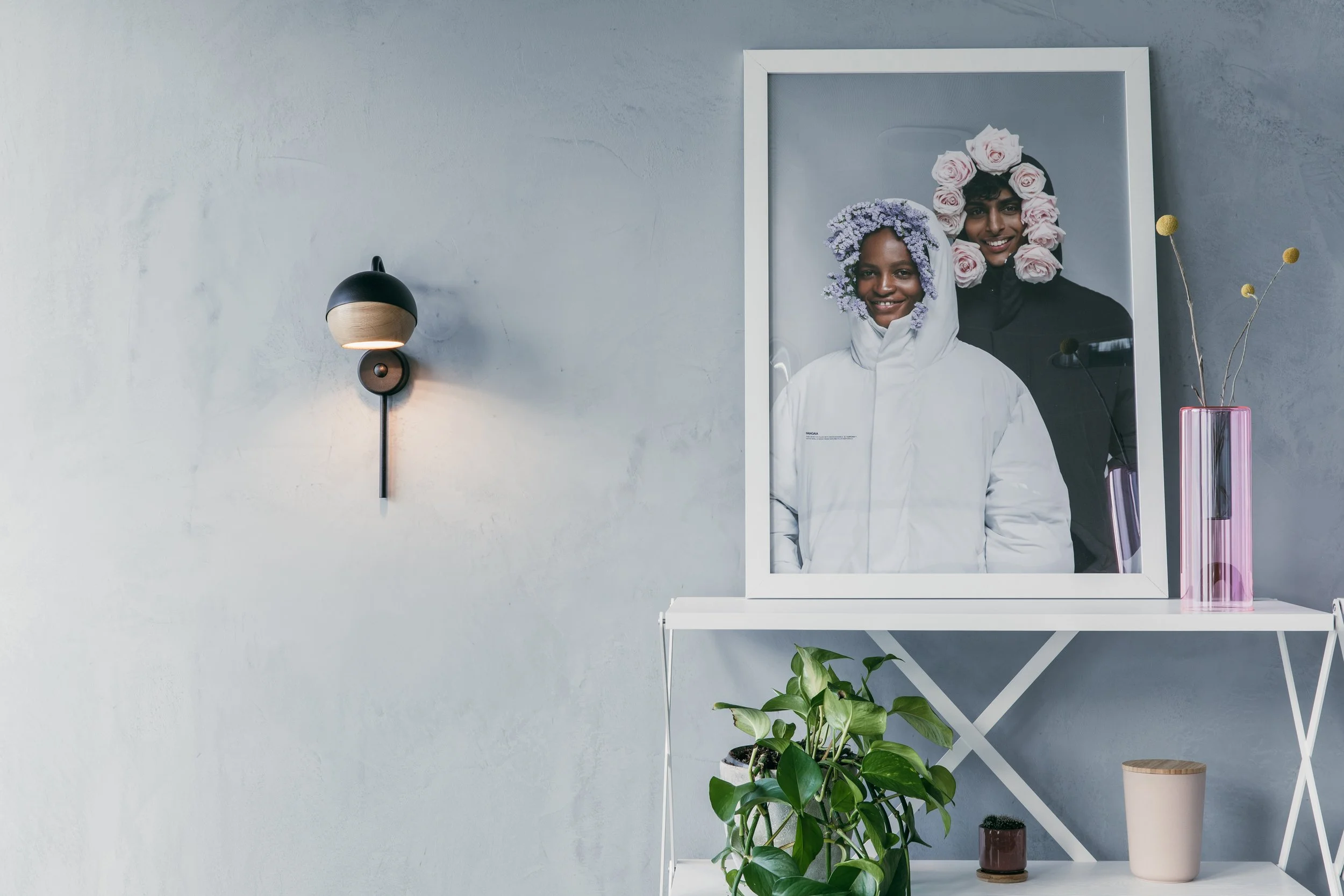 Styled wall detail in the Pangaia office, designed by Ellipse