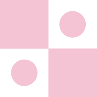 En bild med fyra kvadranter och två cirklar, alla i rosa på svart bakgrund.