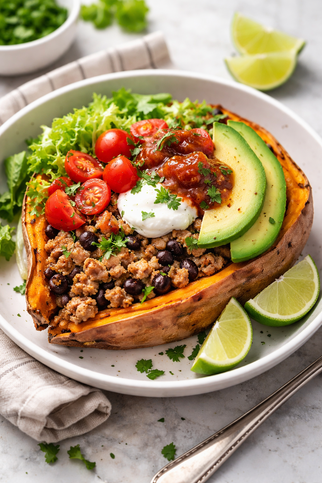 Loaded Taco Sweet Potato Bowls