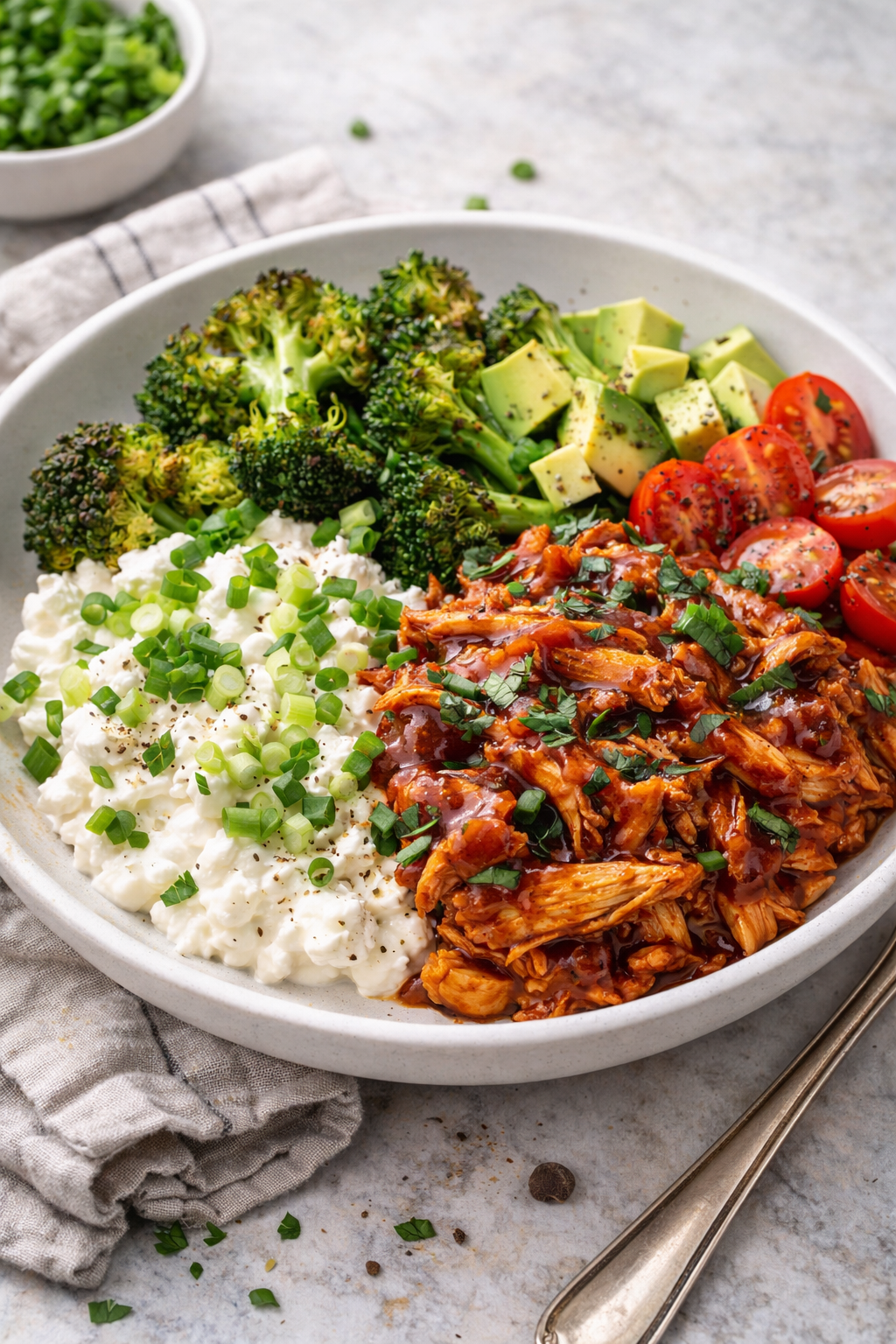 BBQ Chicken Cottage Cheese Bowls