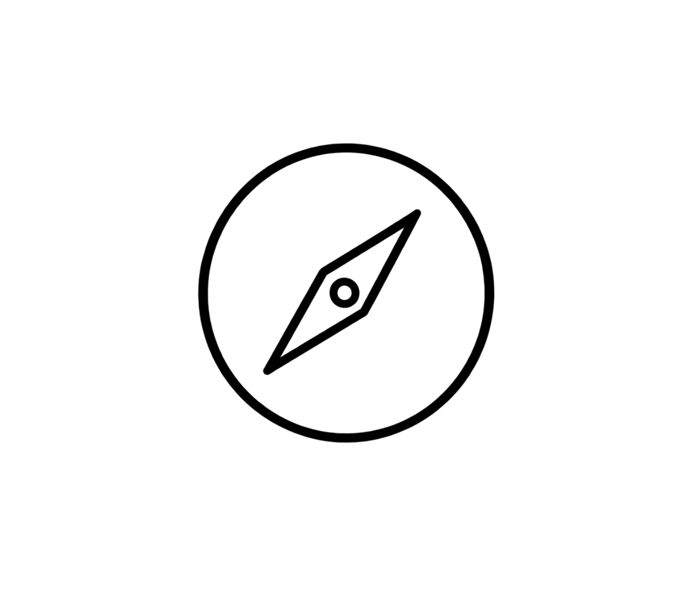 Minimalist line icon of a compass.