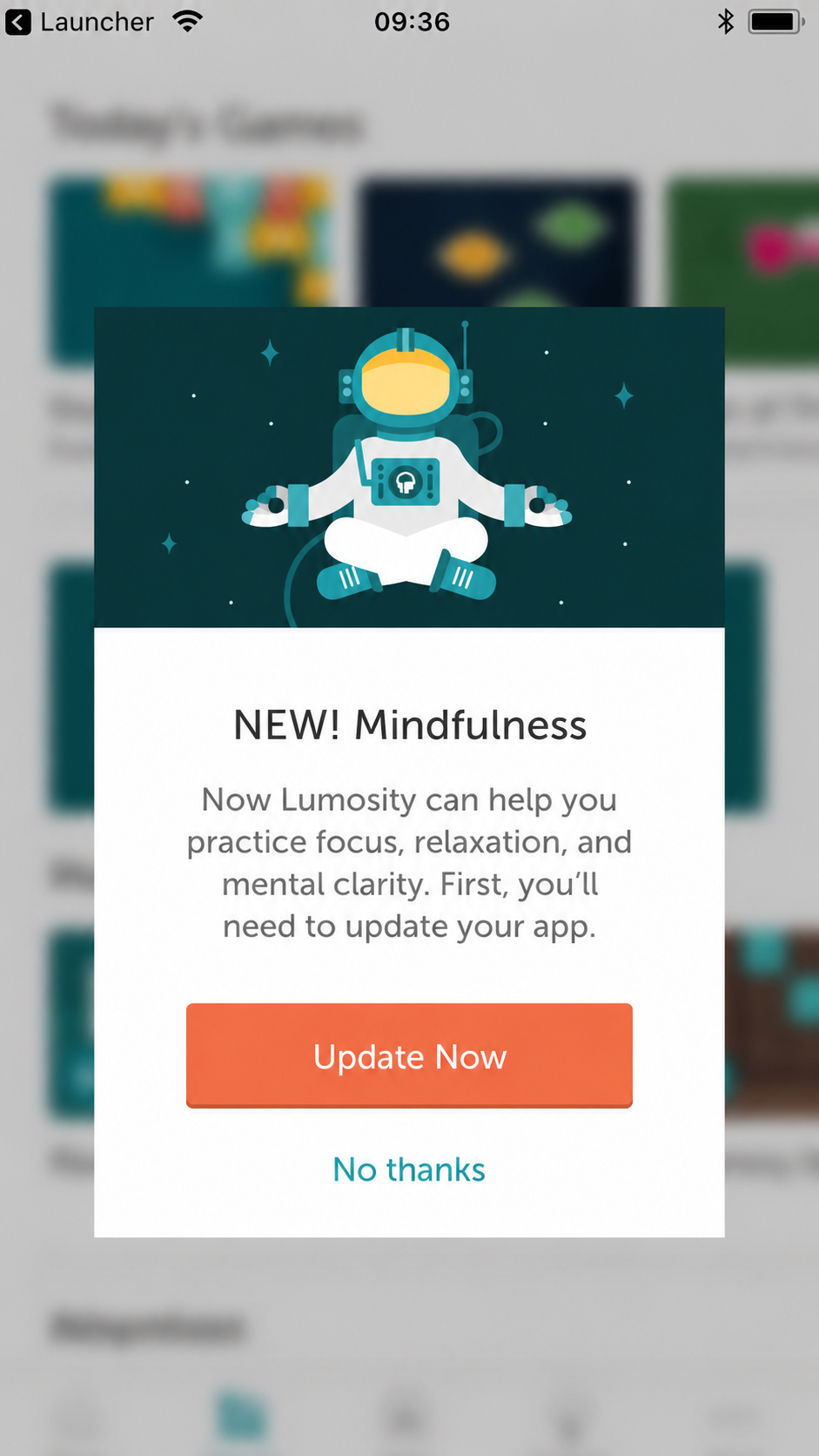 In-app download pop-up