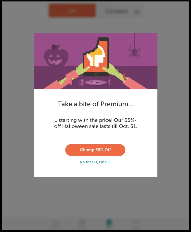 In-app pop-up