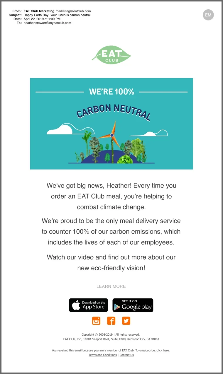 Announcement email