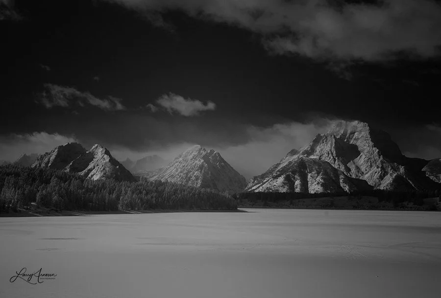 B&W IR Jackson Lake Sunrise In Winter