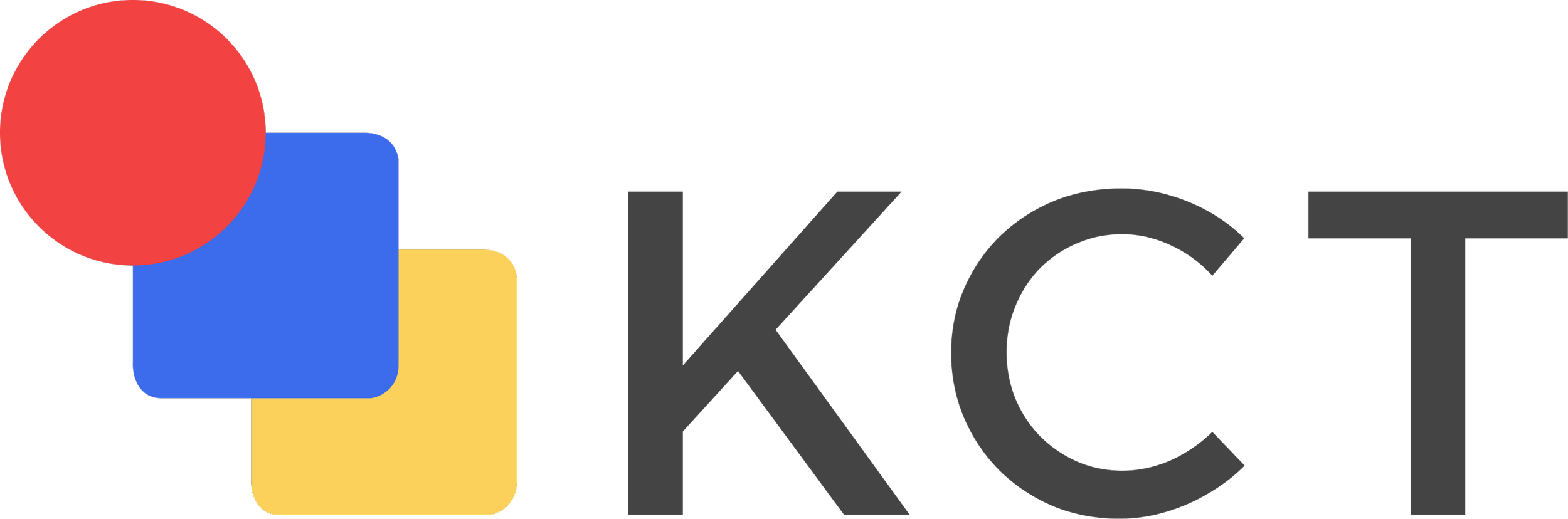 Logo with overlapping squares in red, blue, and yellow next to the word 'KCT' in black letters.