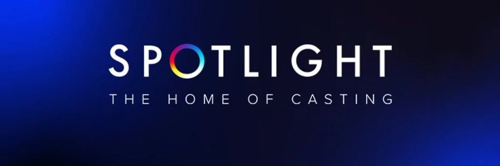 Logo for Spotlight, with the tagline 'The Home of Casting' on a dark blue gradient background.