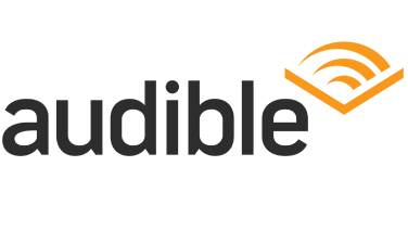 Audible logo with orange curved lines above the word 'audible' in lowercase black letters