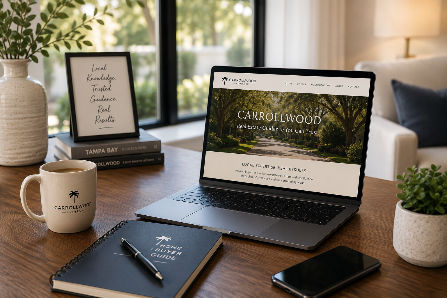 photo of a laptop coffee mug all have carrollwood name
