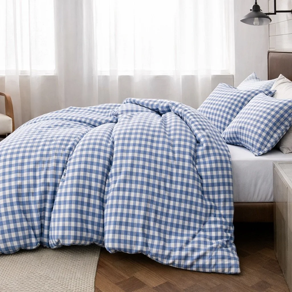 Girls Gingham Blue Bedding Package