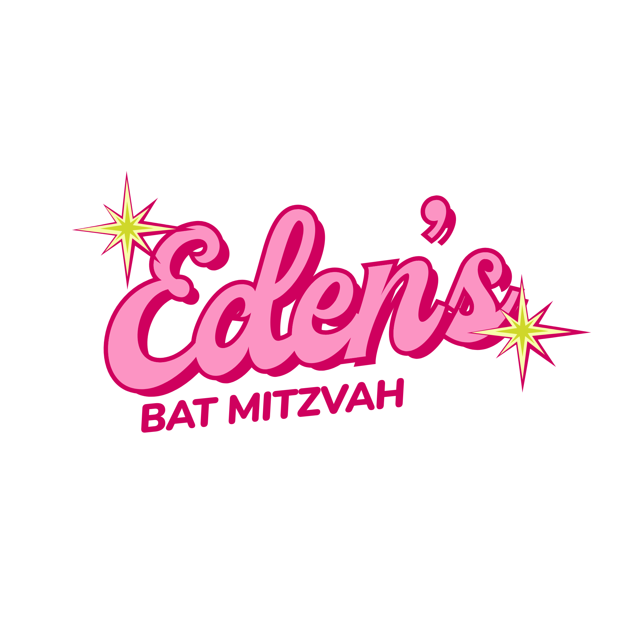 Colorful text with decorative stars around it promotes a holiday event called 'Edelstein Passover Bat Mitzvah'.