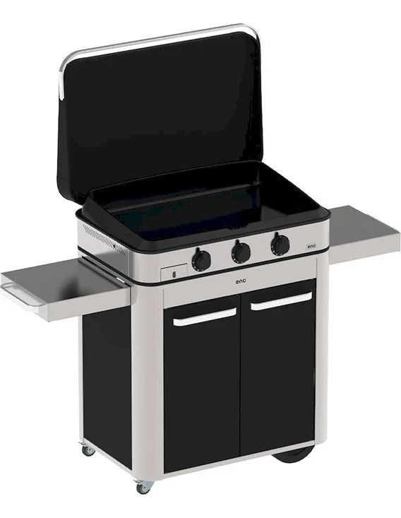 Barbecue Plancha Eno COMBO ENOSIGN 80 élégance et performance noir intense et acier inoxydable