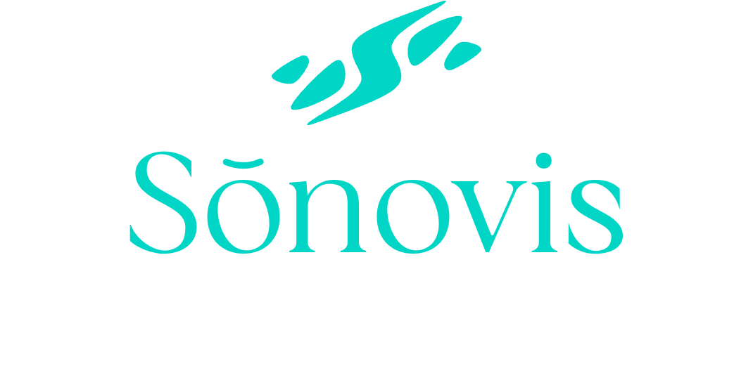 Horizontal logo with stylized teal S and the word Sonovis