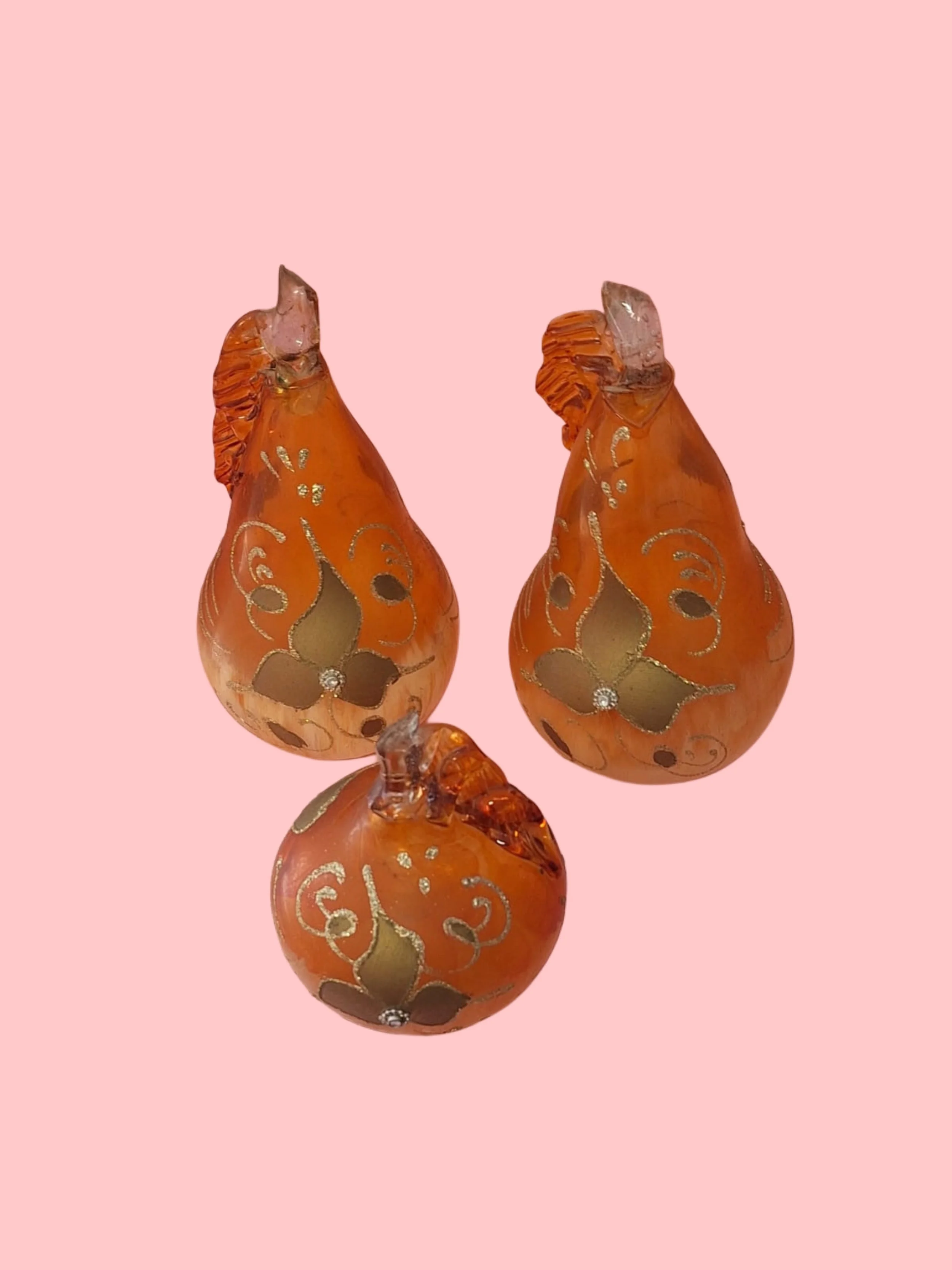 Set decorativo in vetro color ambra (3 pezzi)