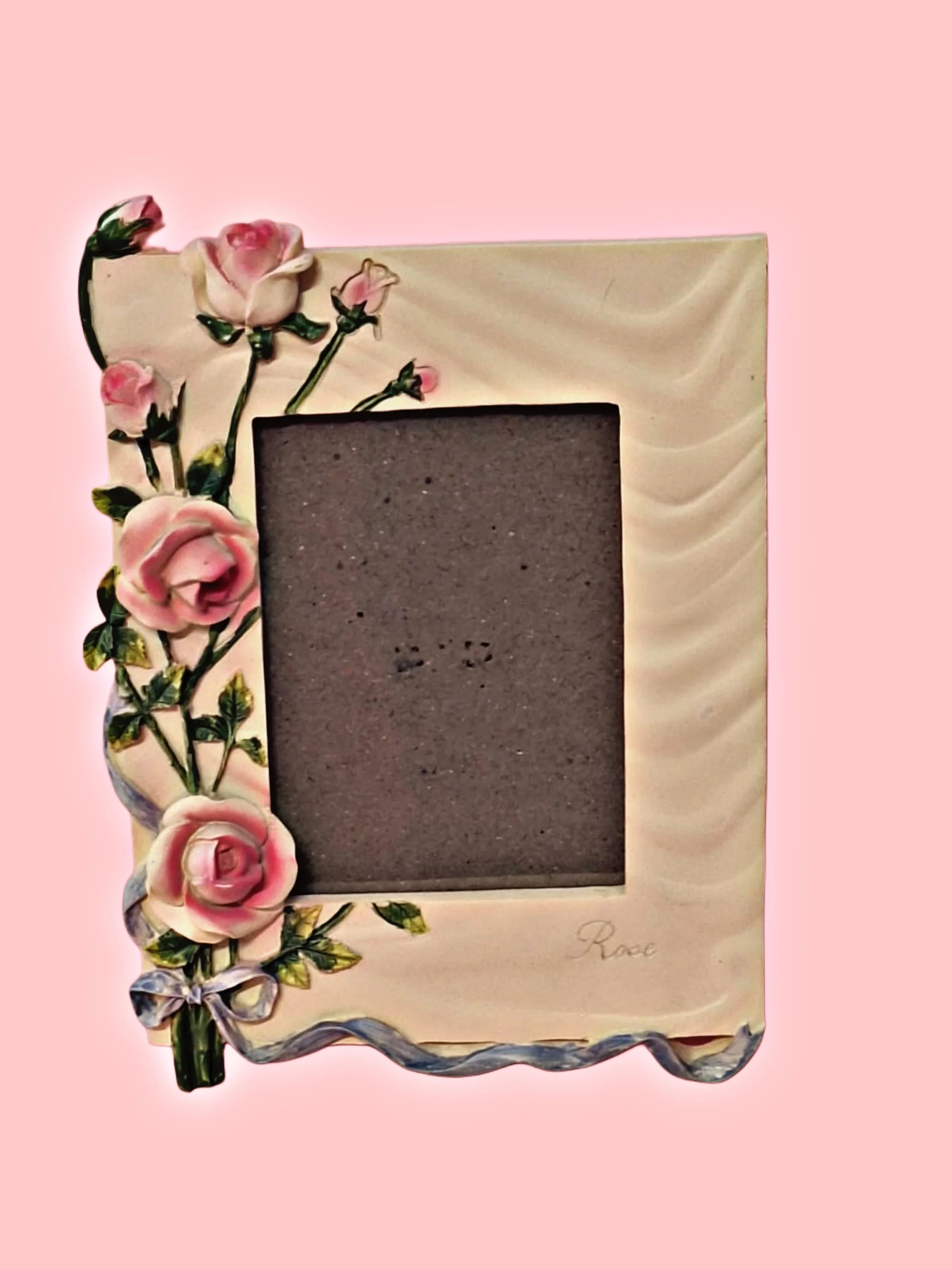 🌹 Cornice Portafoto Vintage con Rose in Rilievo