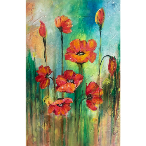 Poppies I - Acrylic Canvas 24” X 36”