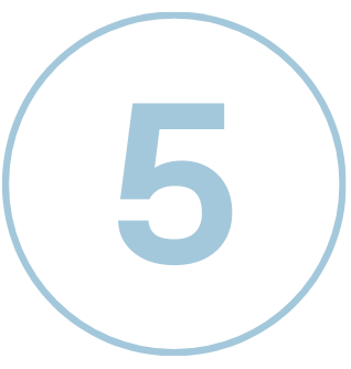 A blue circle with the number 5 in the center, outlined in light blue.
