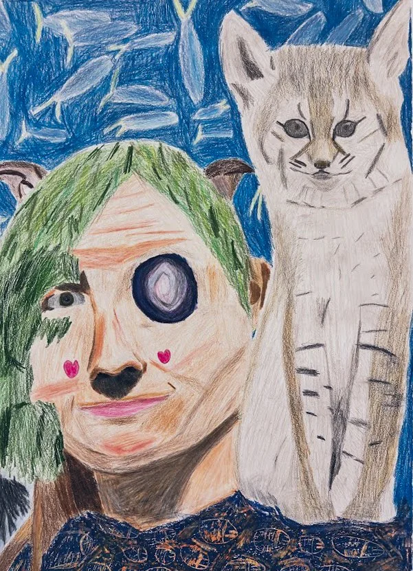 Harmonious Companions,
Colored Pencils, Graphite Pencils, and Oil Pastels,
24" x 18",
2024