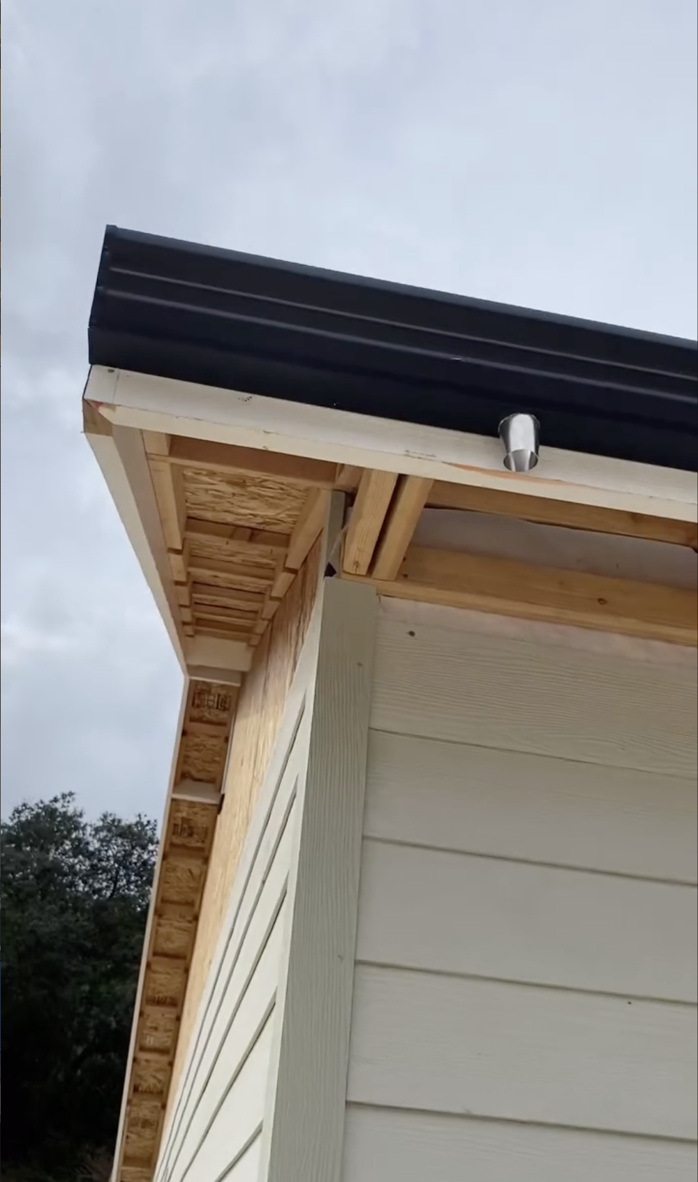 Close-up of a house new gutter in Gilroy, CA.