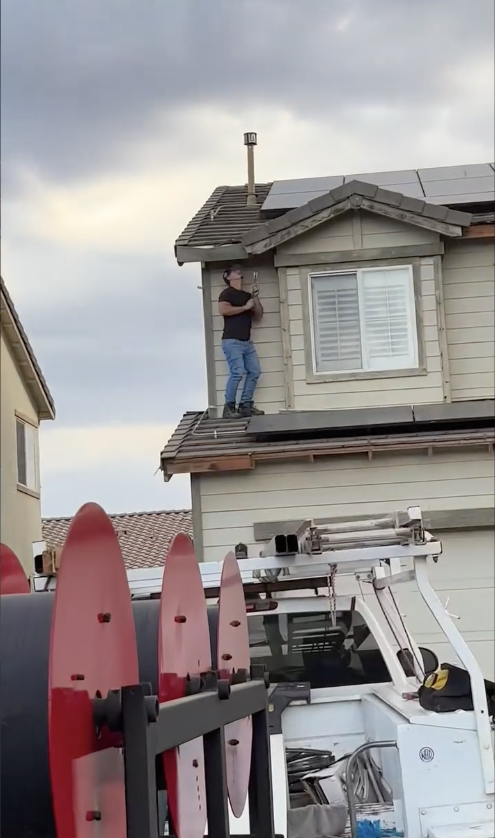 New gutter install on a two story house in Salinas, CA. 