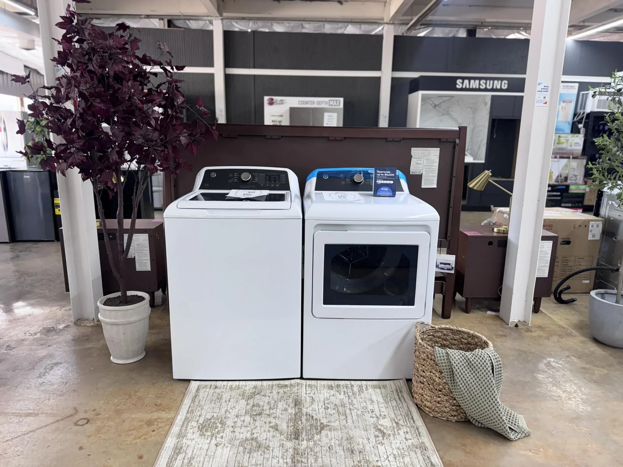 GE top load discount washer dryer set on sale at Annie &  Al's appliance outlet