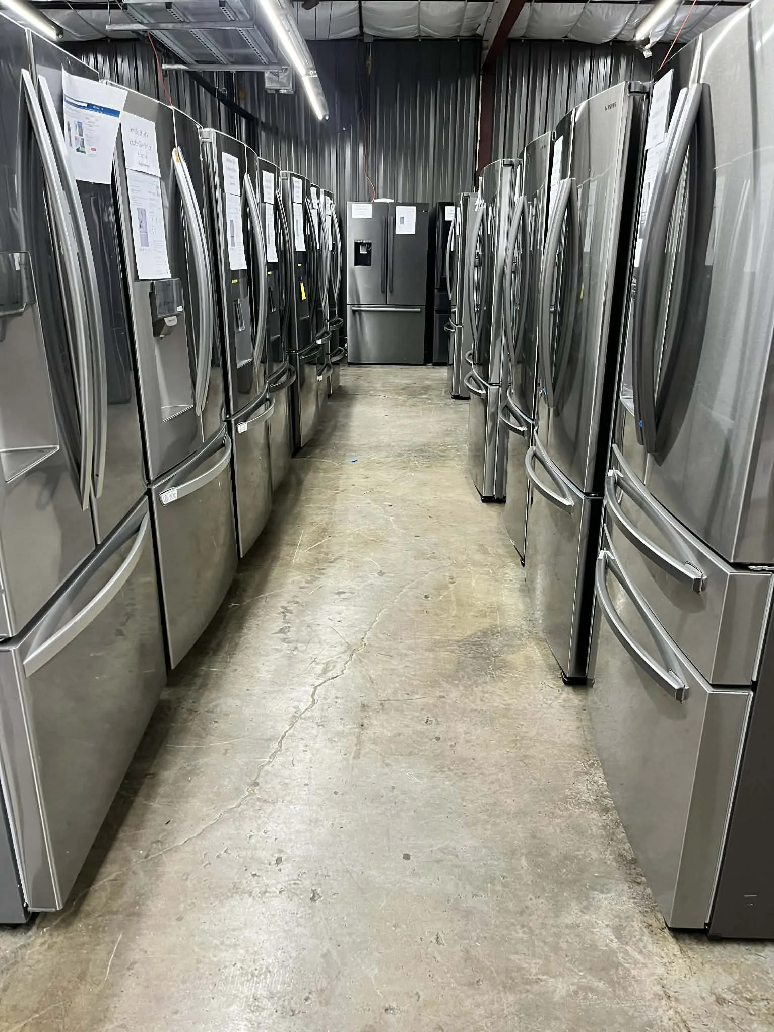 stainless steel side by side and french door refrigerator sale at Annie & Al's appliance outlet fridge sale